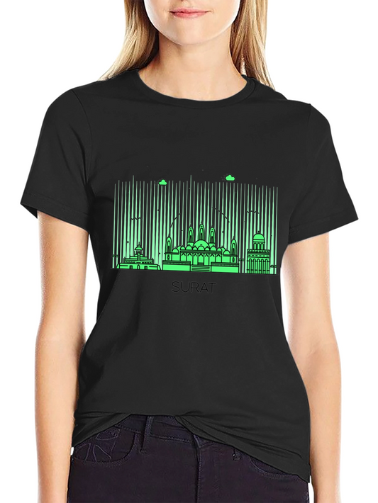 Surat Skyline Graphic Tee - Modern Cityscape Design