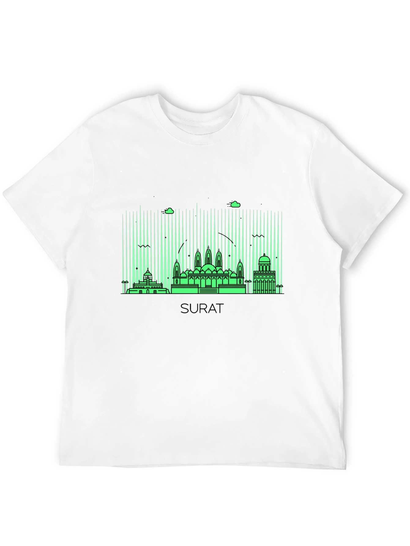 Surat Skyline Graphic Tee - Modern Cityscape Design