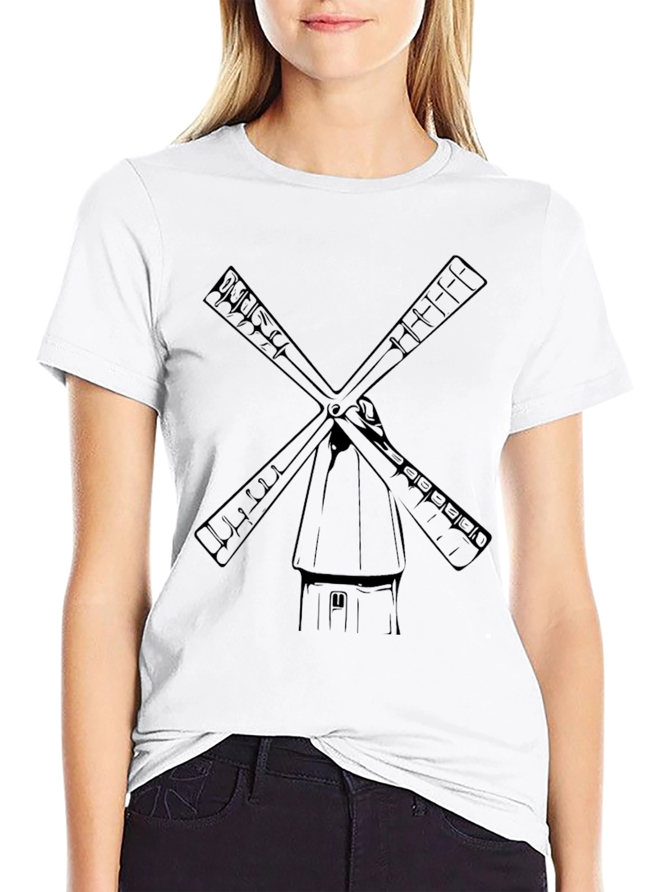 Mens Black Windmill Graphic Tee