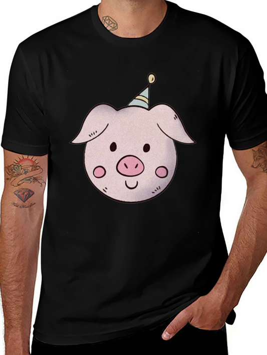 Pig with Party Hat T-Shirt - Unisex