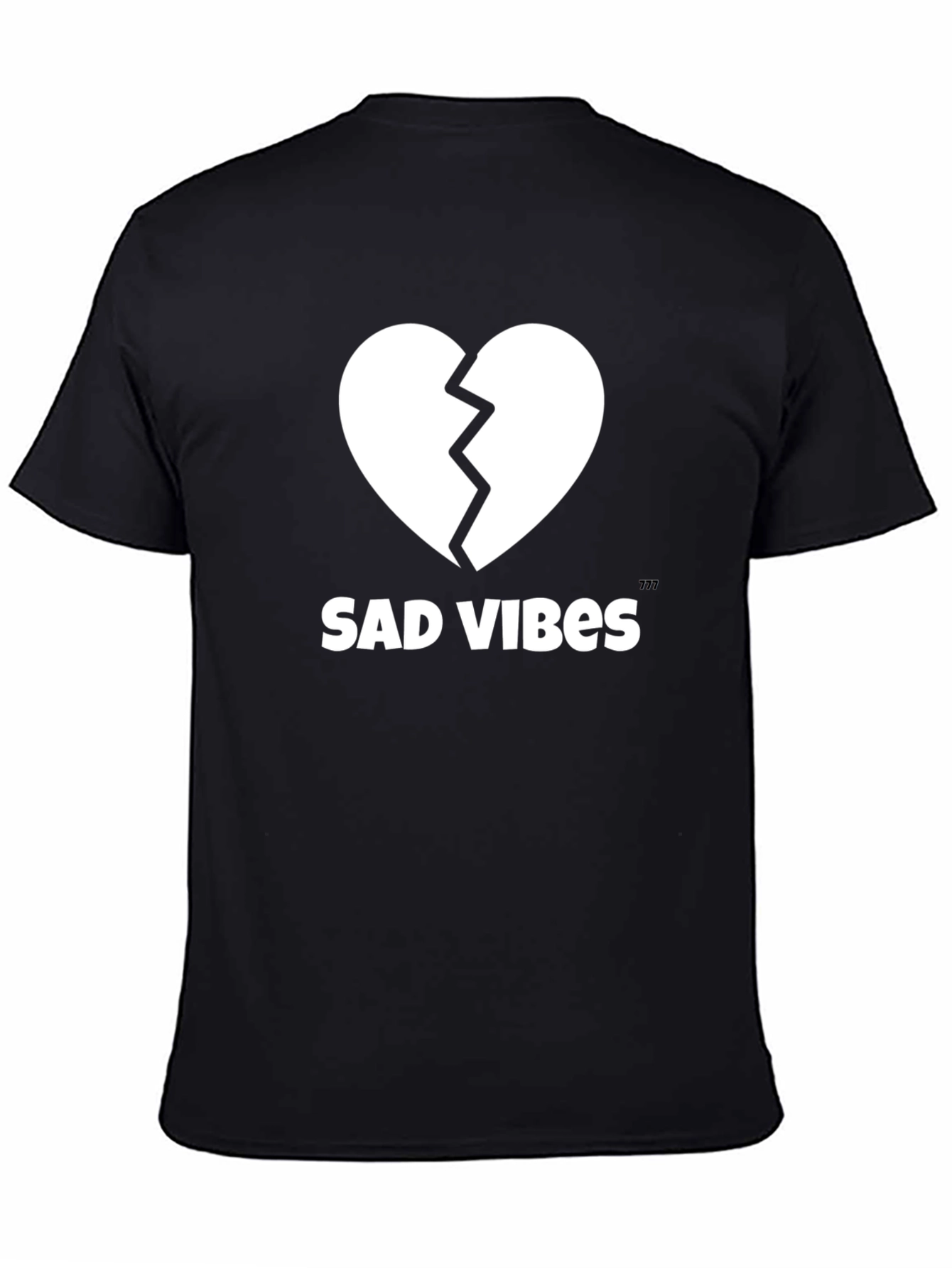 Sad Vibes Broken Heart Graphic Tee - Black