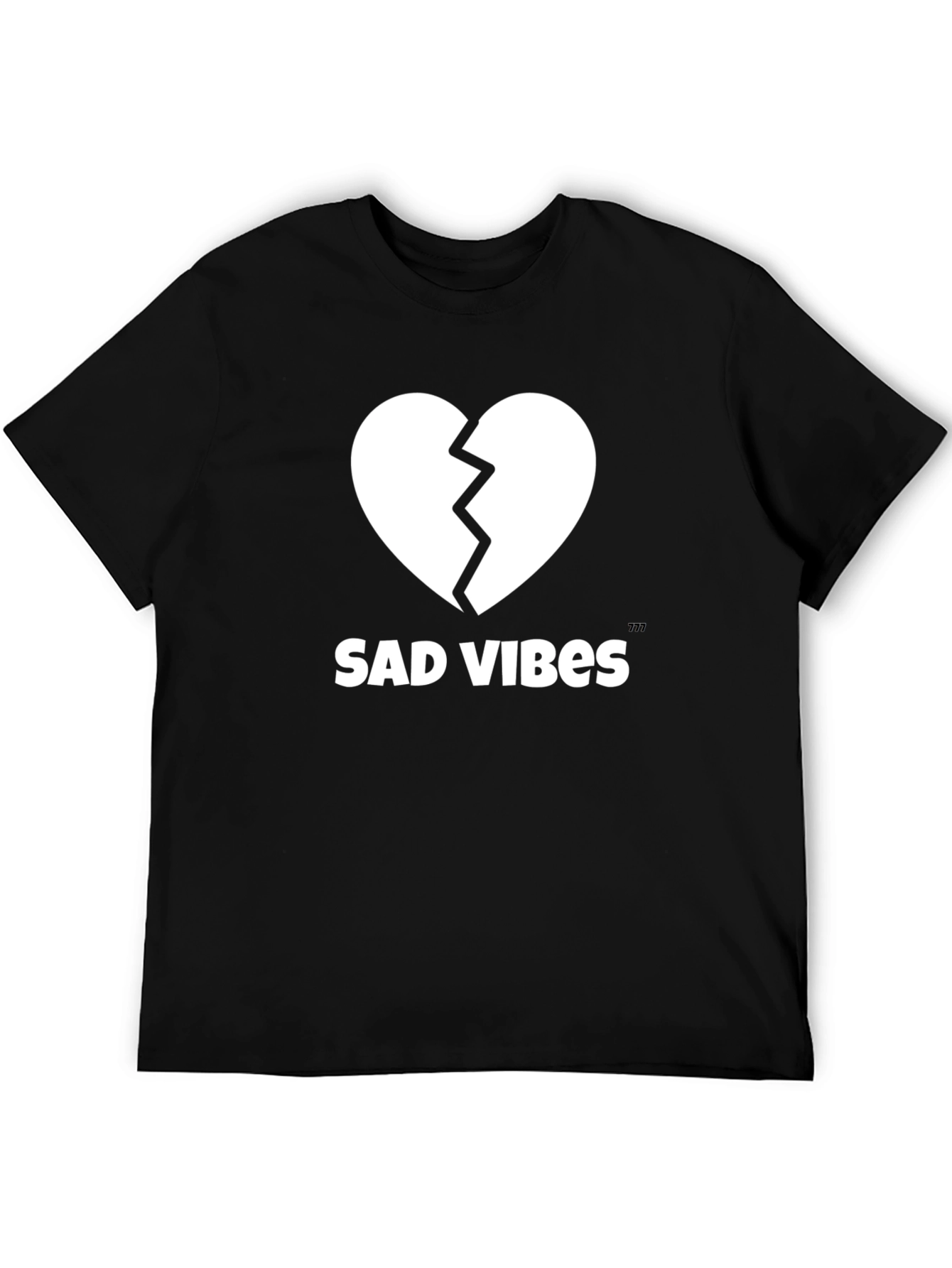 Sad Vibes Broken Heart Graphic Tee - Black