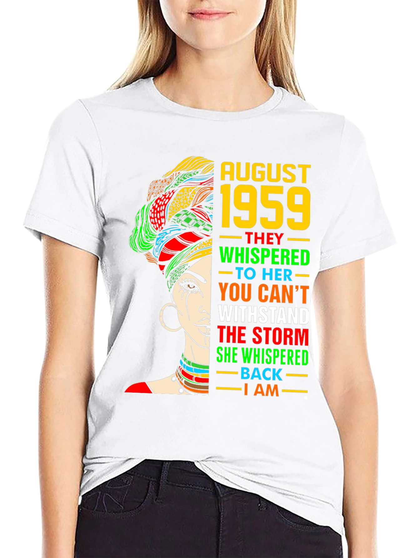 August 1959 Birthday Queen Black T-Shirt