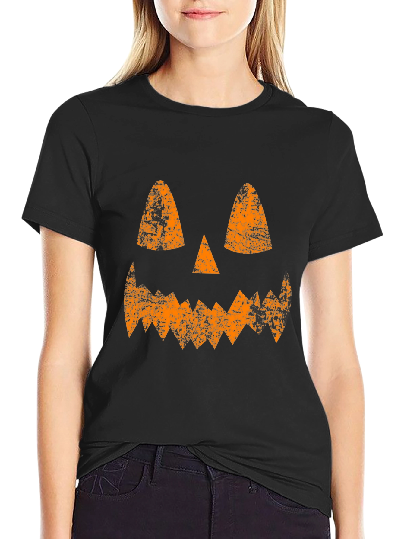 Jack-O-Lantern Face Halloween Black T-Shirt