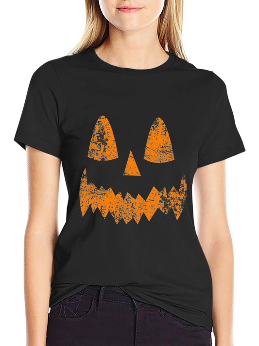 Jack-O-Lantern Face Halloween Black T-Shirt