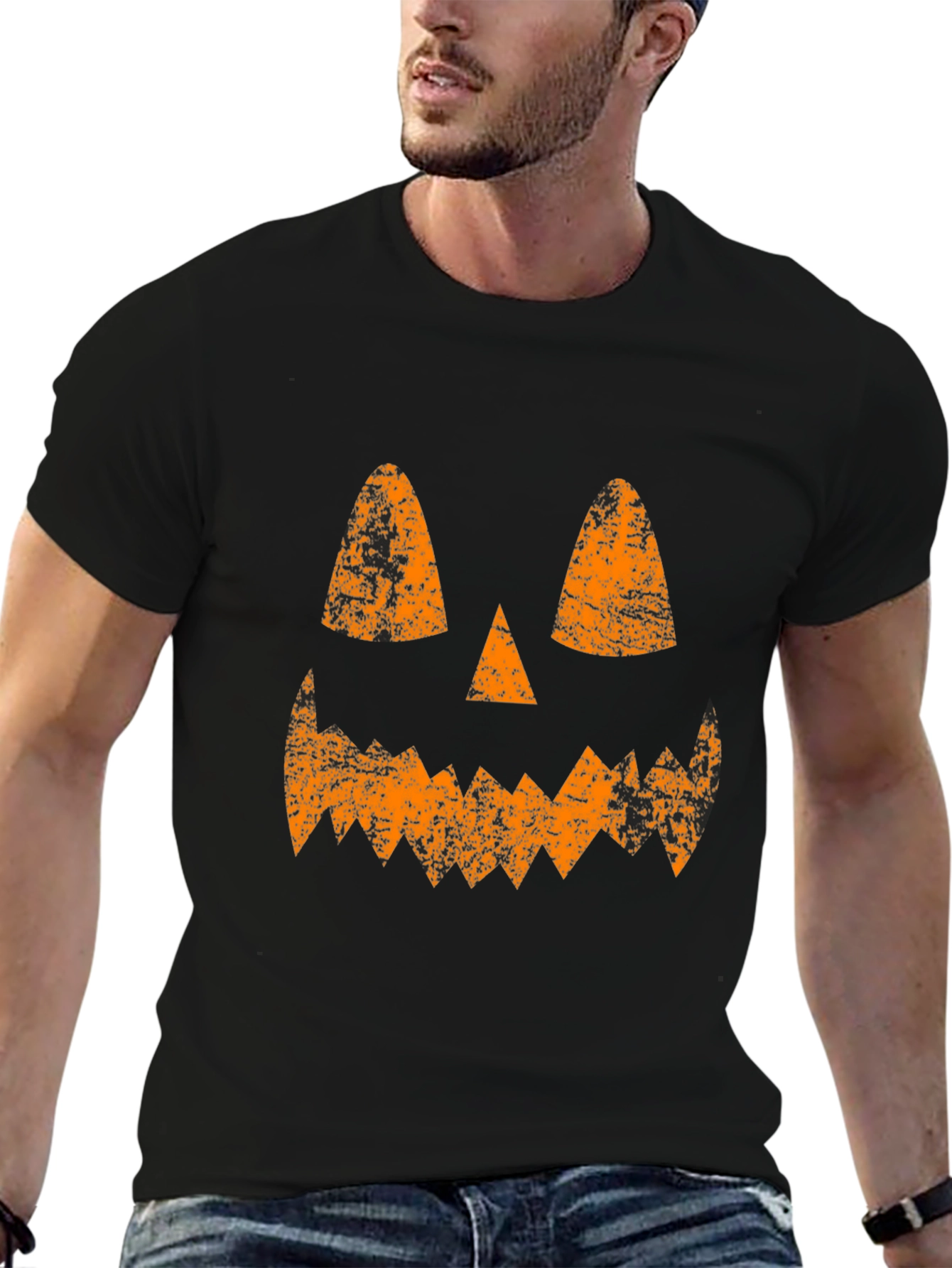 Jack-O-Lantern Face Halloween Black T-Shirt