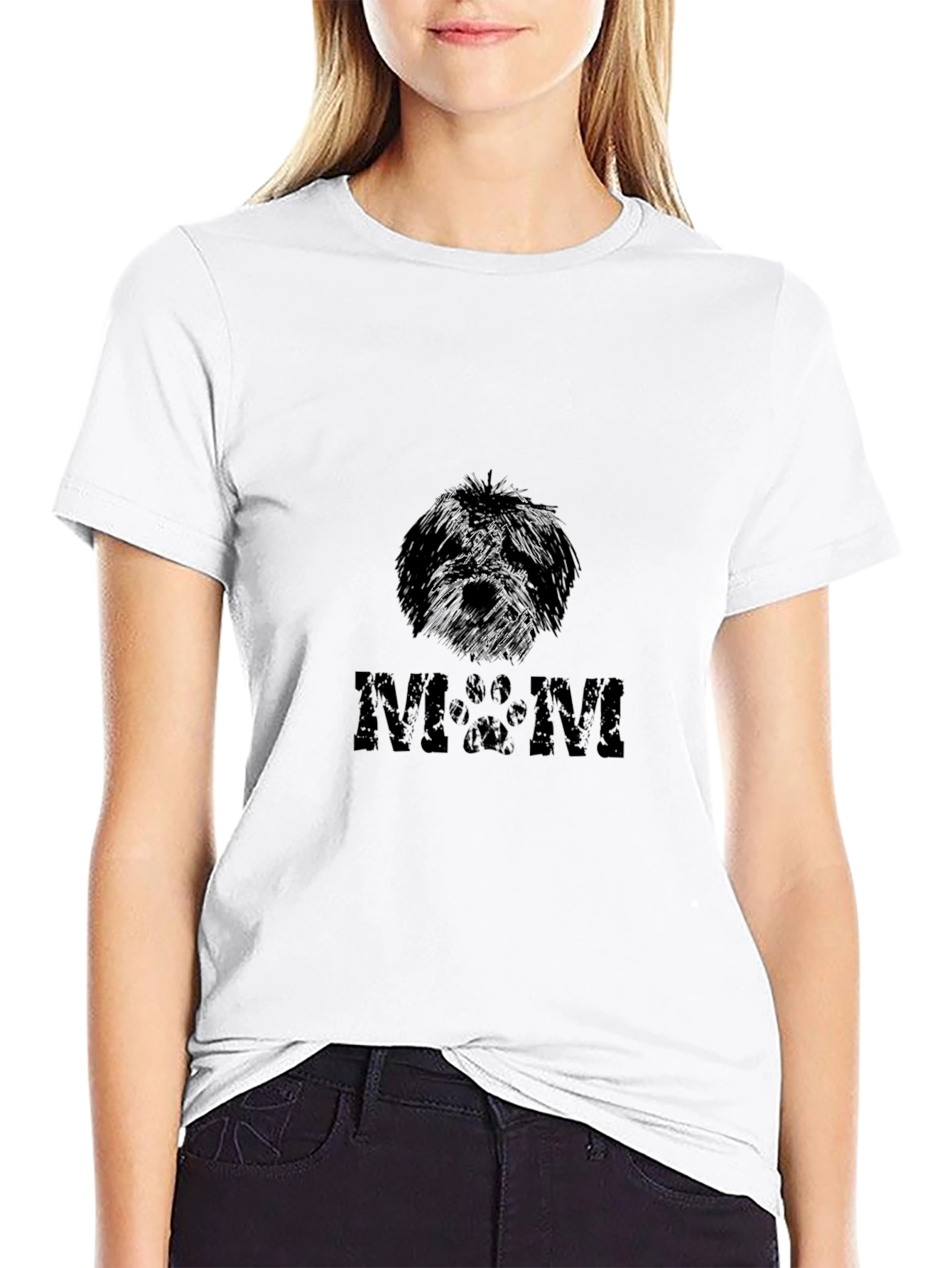 Dog Mom T-Shirt Paw Print Design