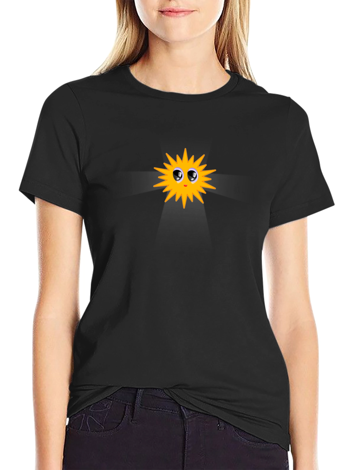 Cute Sun Graphic Black T-Shirt
