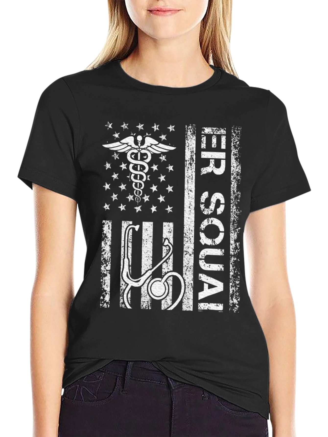 ER Squad T-Shirt: Medical American Flag Design