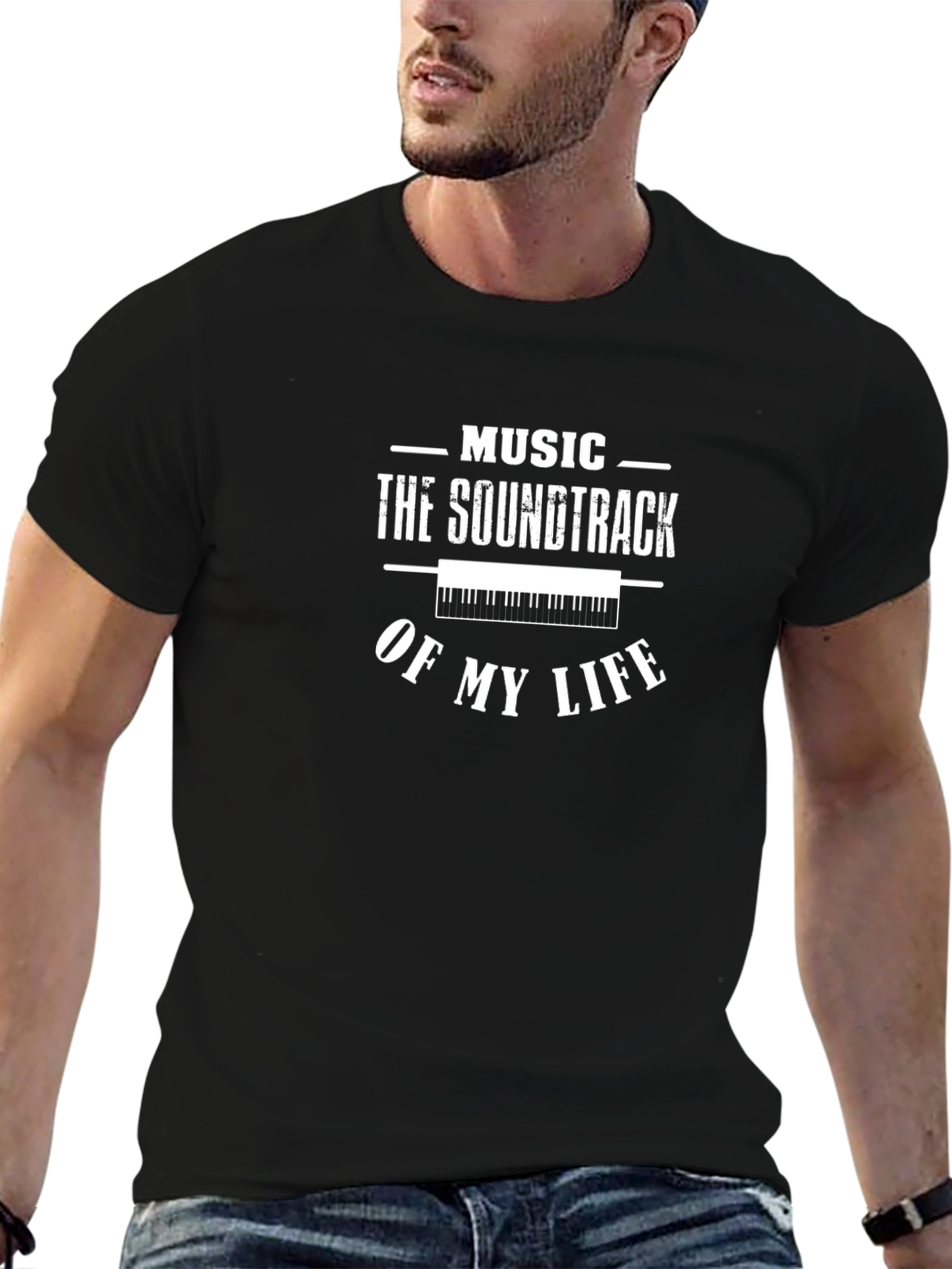 Music is My Life Black Graphic Tee