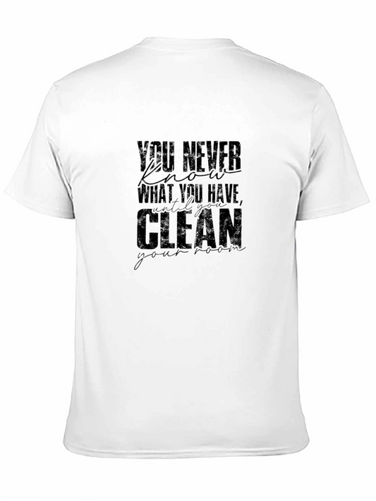 Motivational Black Graphic T-Shirt - Clean Your Room