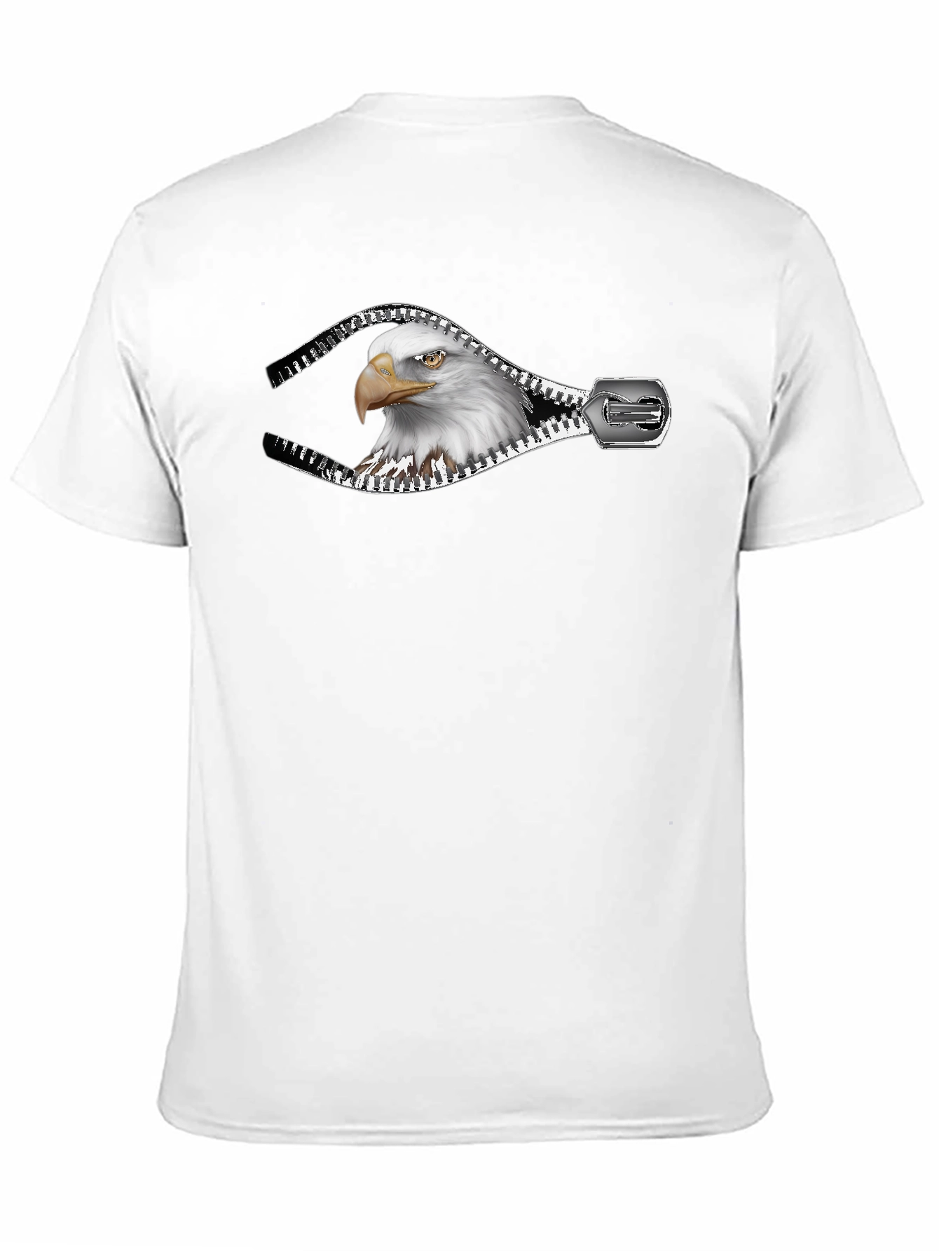 Eagle Zipper Graphic Print Mens Black T-Shirt