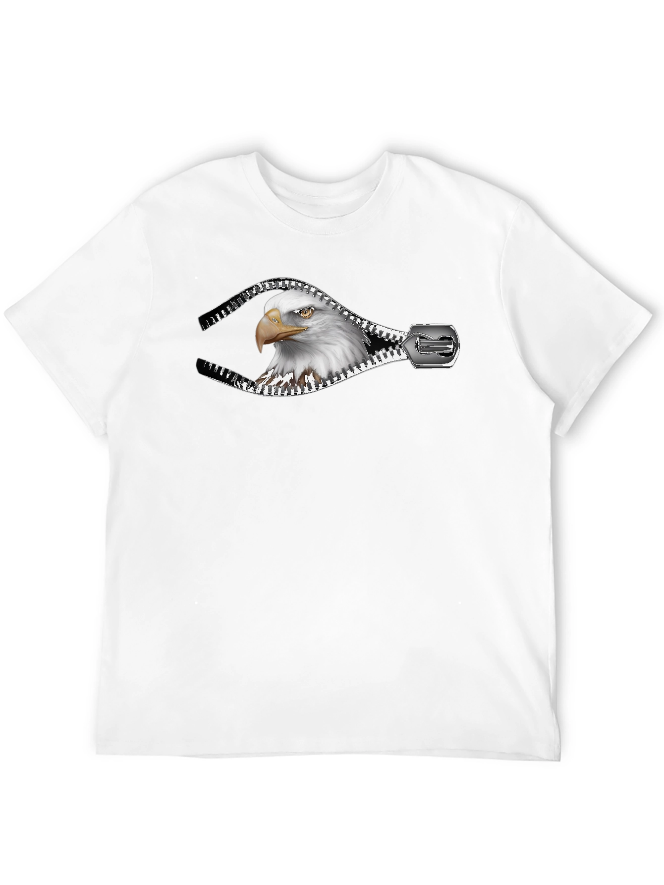 Eagle Zipper Graphic Print Mens Black T-Shirt