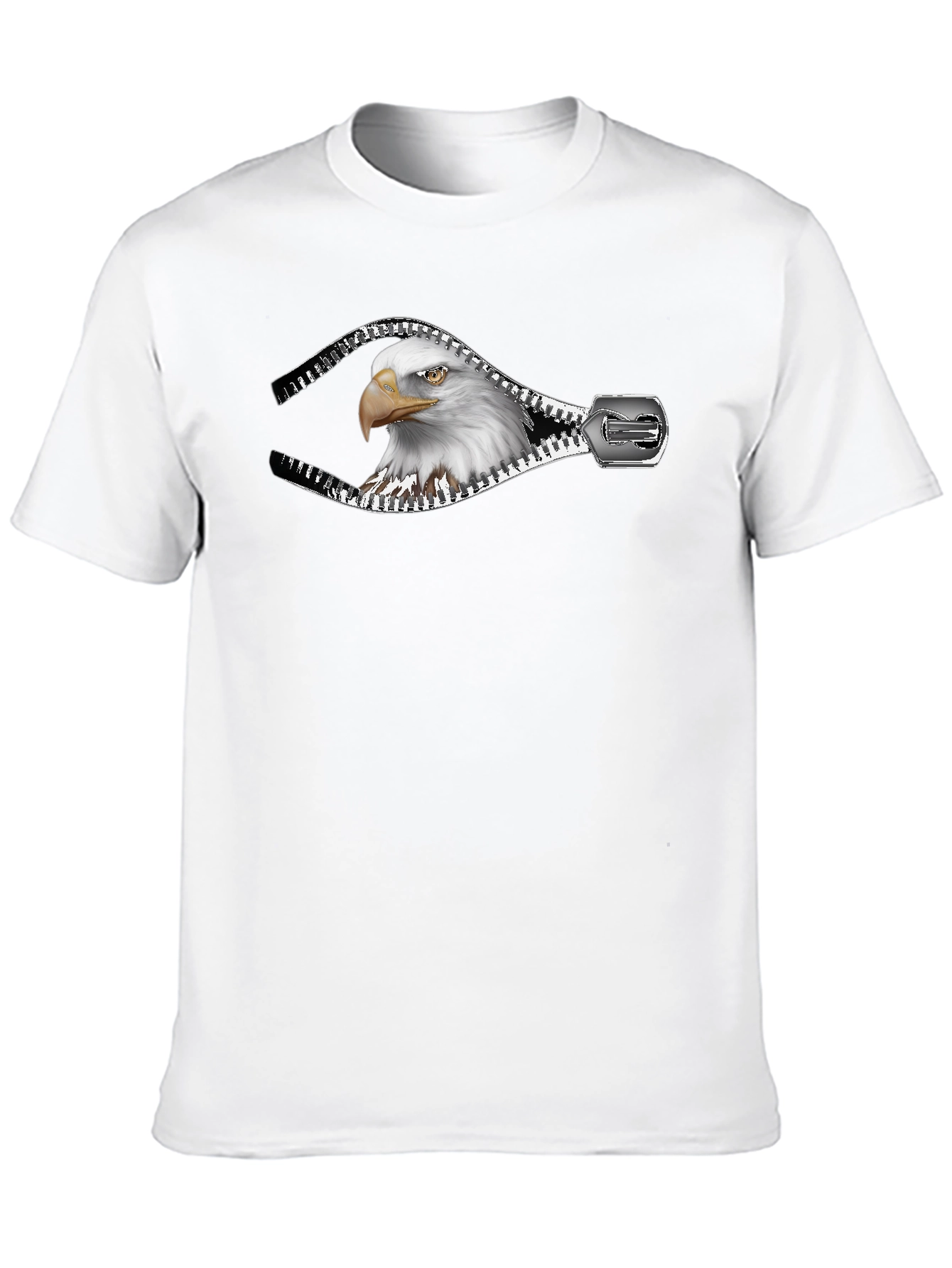 Eagle Zipper Graphic Print Mens Black T-Shirt