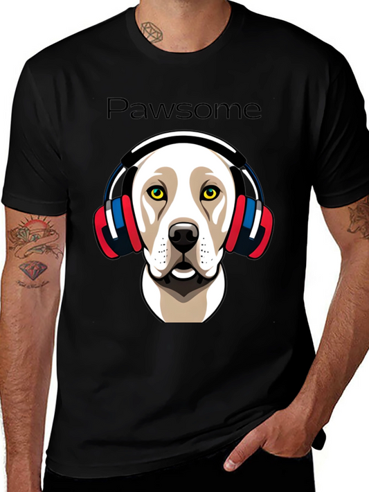 Pawsome Dog in Headphones Graphic Tee