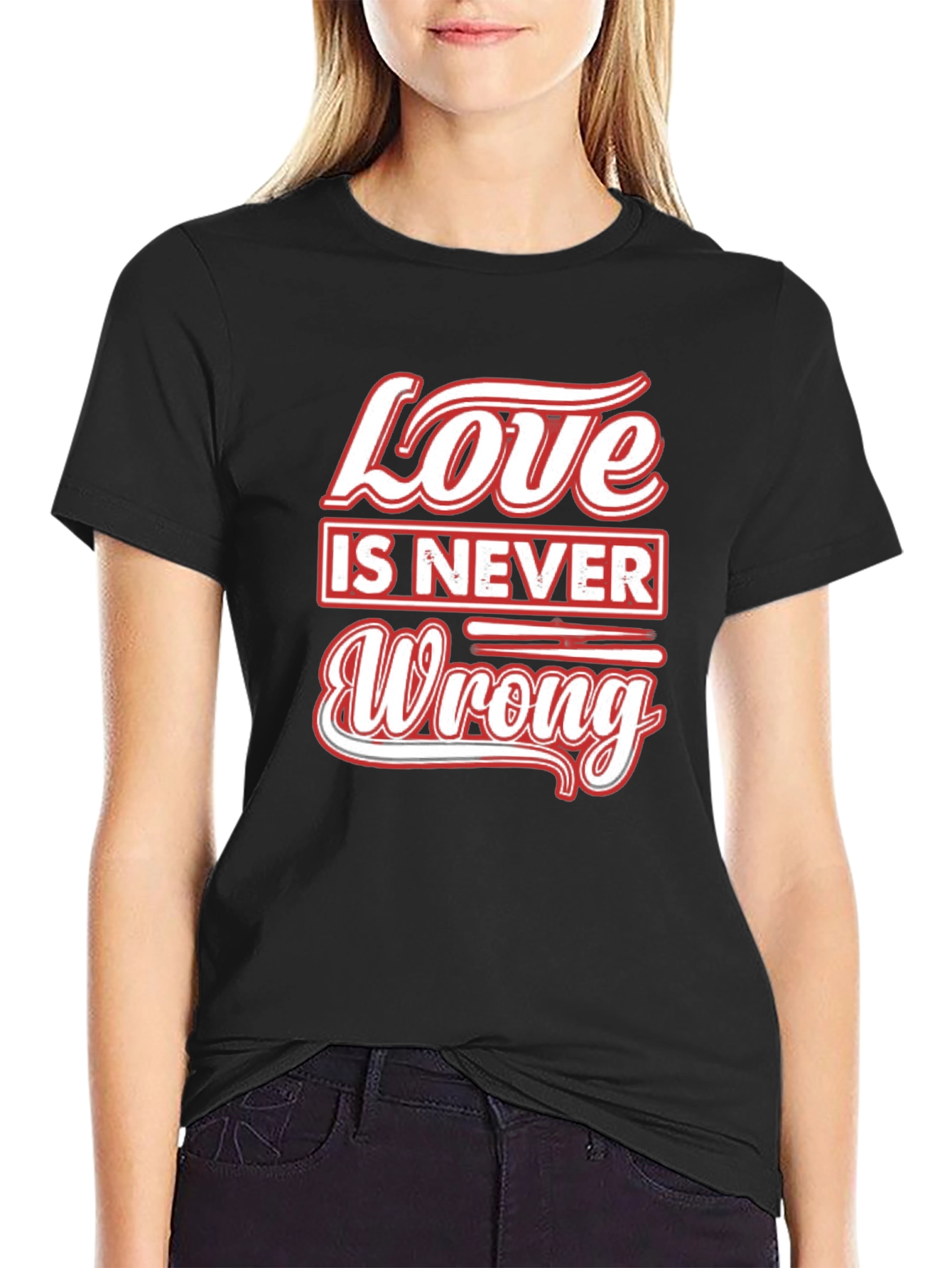 Love is Never Wrong Black Graphic T-Shirt
