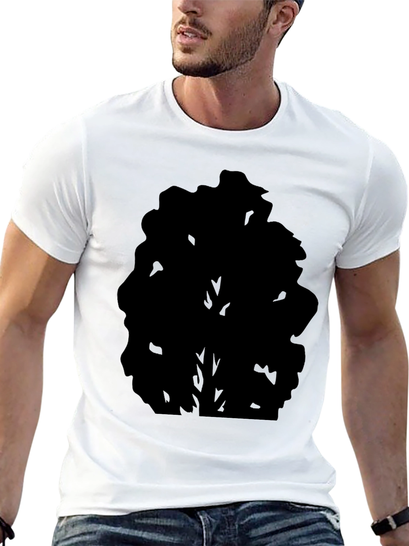 Mens Black Tree Silhouette Graphic Tee - Casual Style