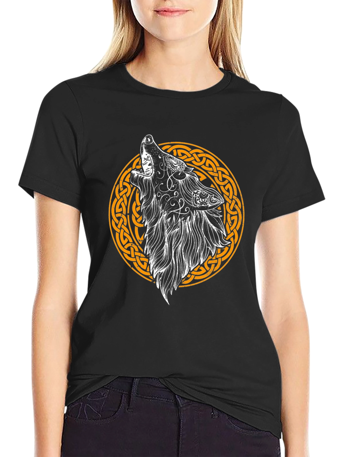 Celtic Wolf Graphic Tee - Mens Black T-Shirt