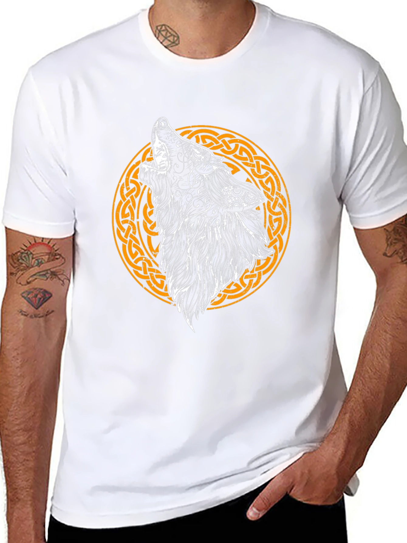 Celtic Wolf Graphic Tee - Mens Black T-Shirt