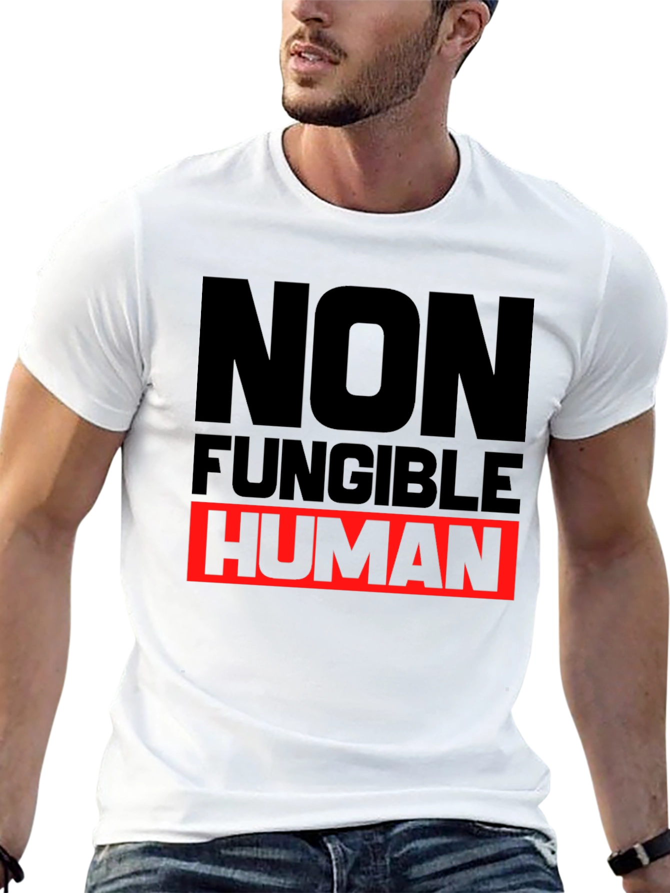 Non-Fungible Human Graphic Tee - Black Cotton T-Shirt