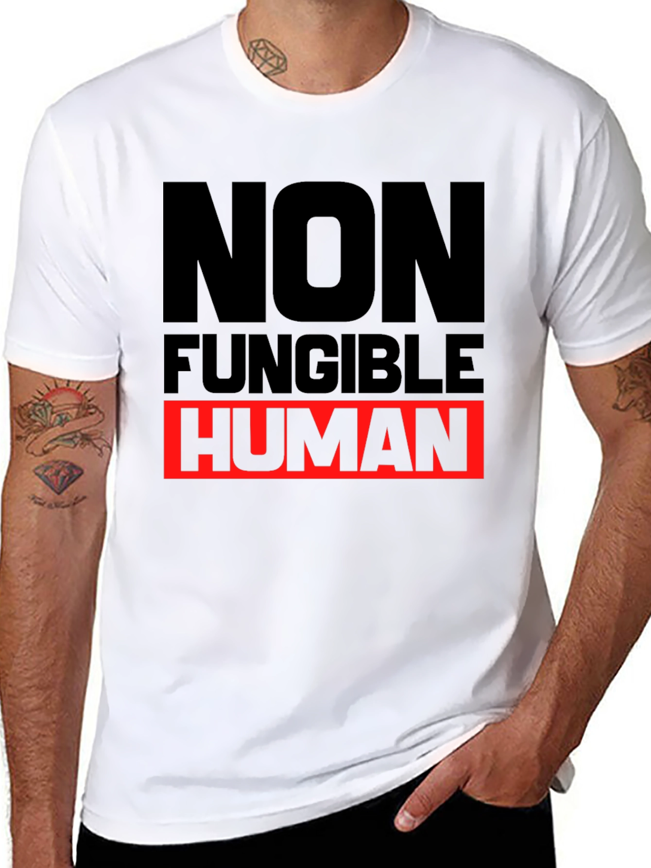Non-Fungible Human Graphic Tee - Black Cotton T-Shirt