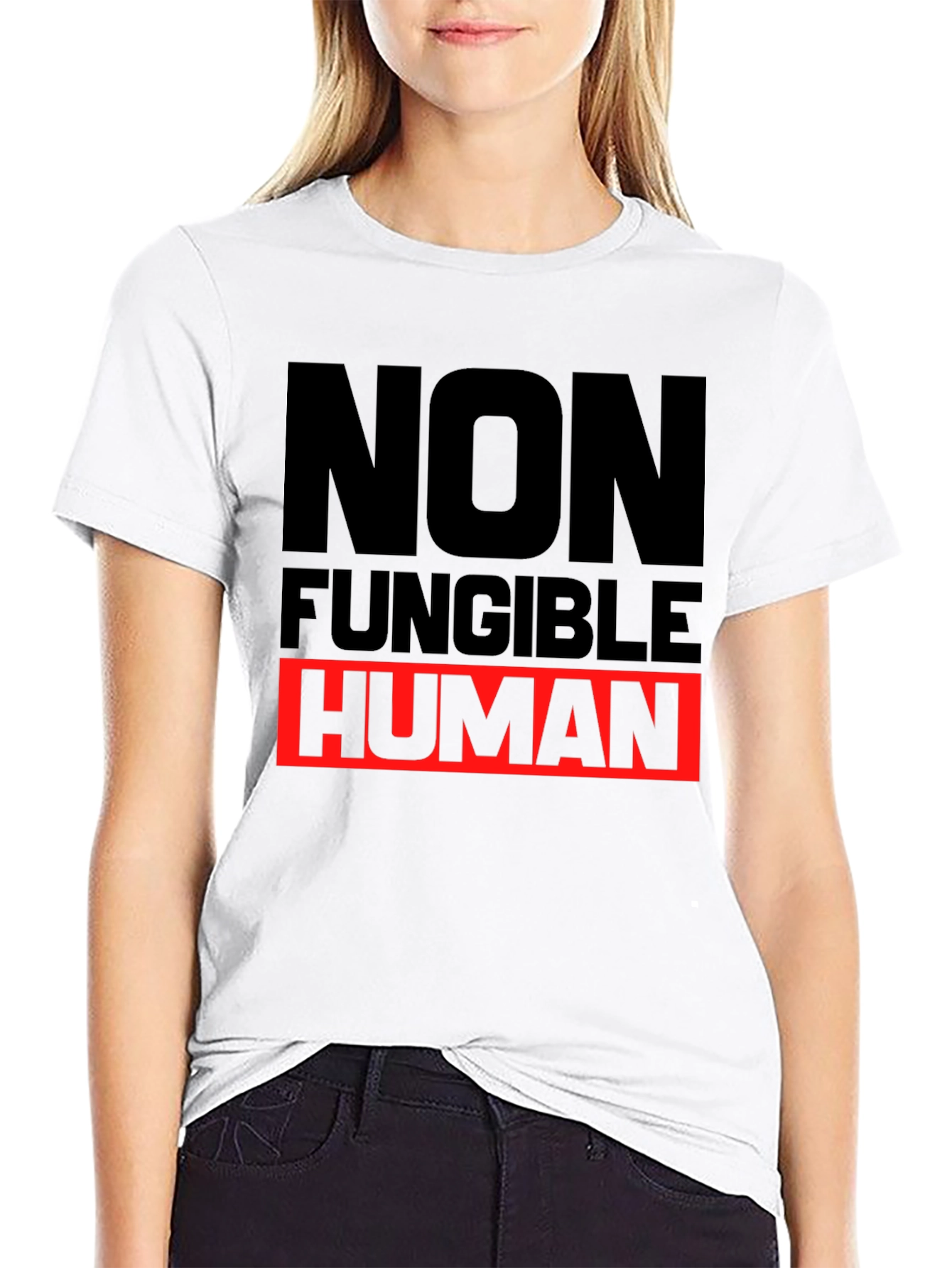 Non-Fungible Human Graphic Tee - Black Cotton T-Shirt