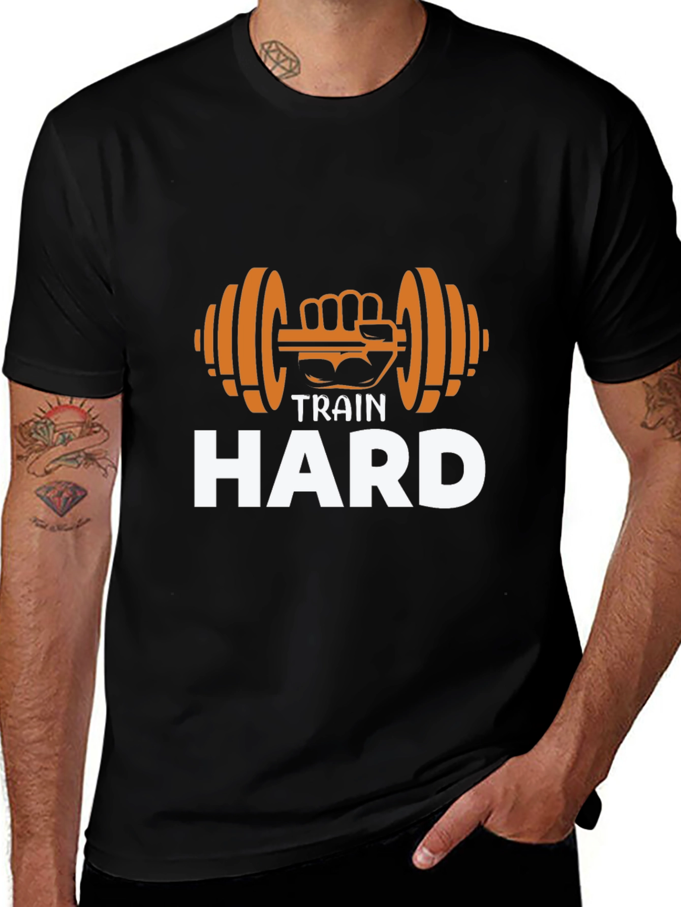 Train Hard Graphic Tee - Gym Motivation Shirt