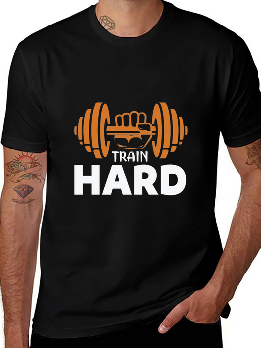 Train Hard Graphic Tee - Gym Motivation Shirt