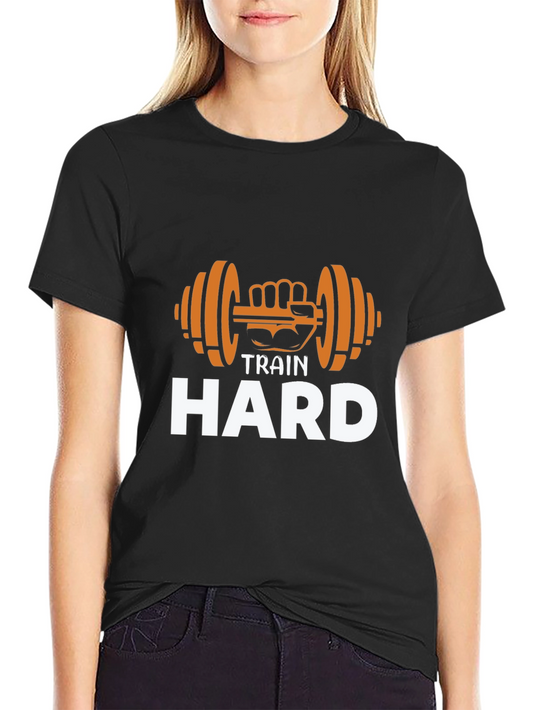 Train Hard Graphic Tee - Gym Motivation Shirt