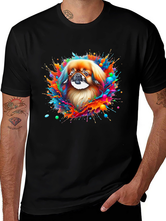Colorful Pekingese Dog Art Graphic T-Shirt