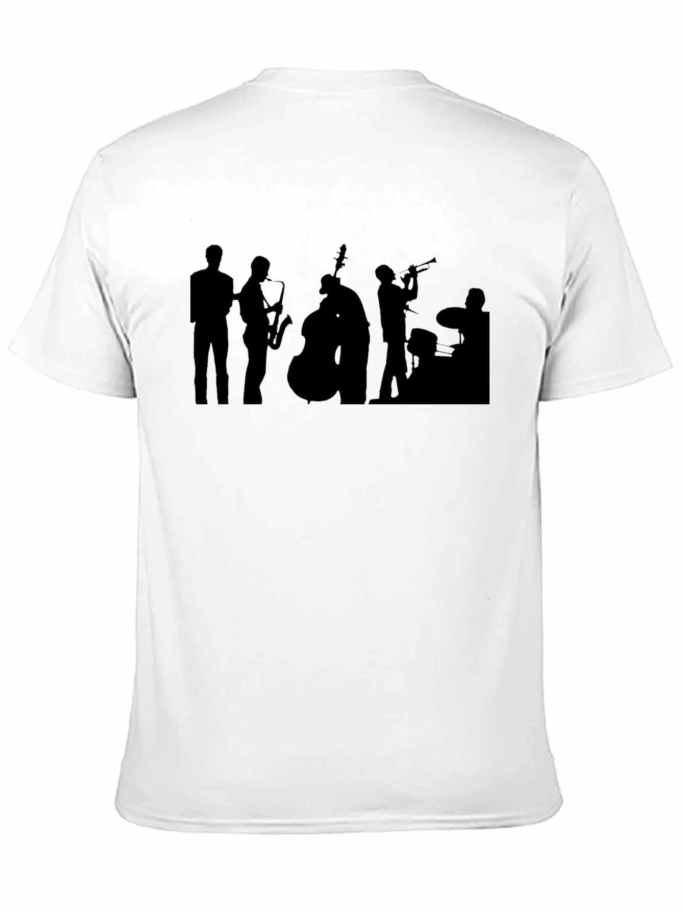 Jazz Band Silhouette Graphic Tee - Black Cotton