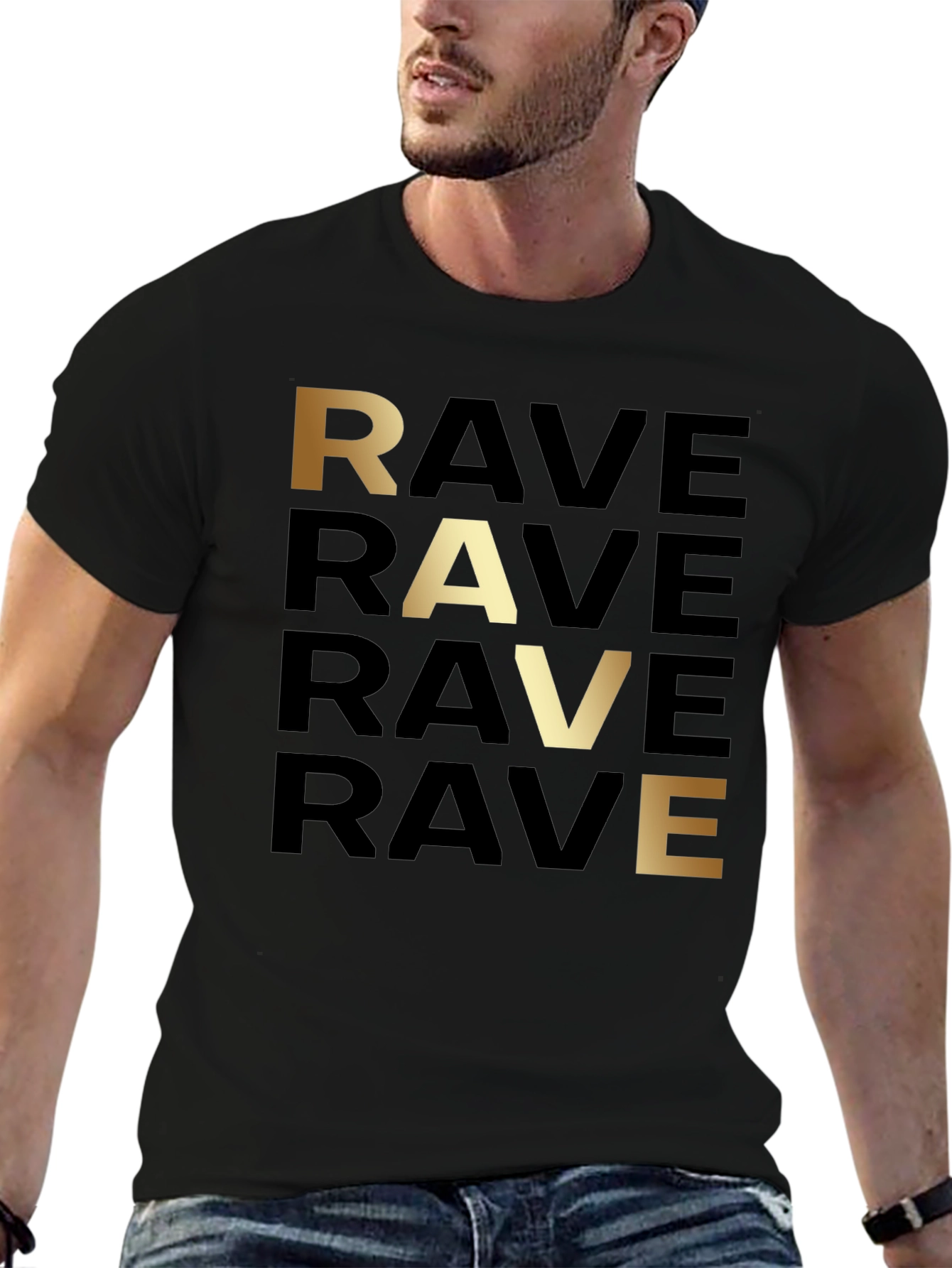Rave Text Graphic Print T-Shirt