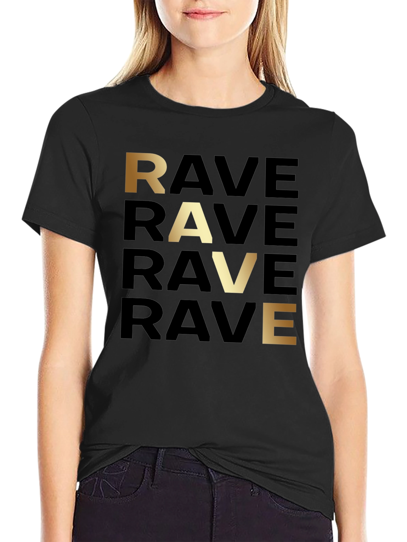 Rave Text Graphic Print T-Shirt