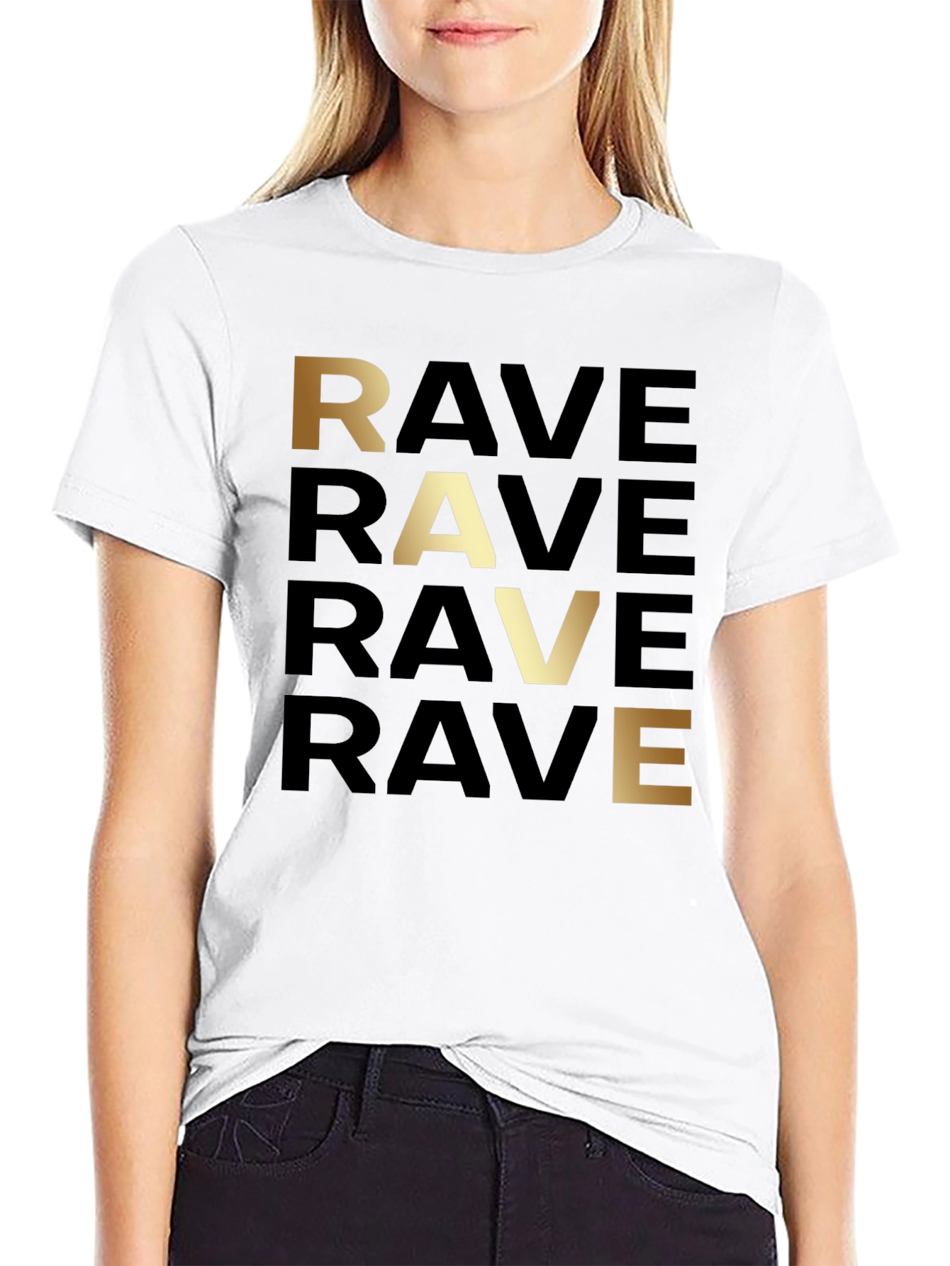 Rave Text Graphic Print T-Shirt