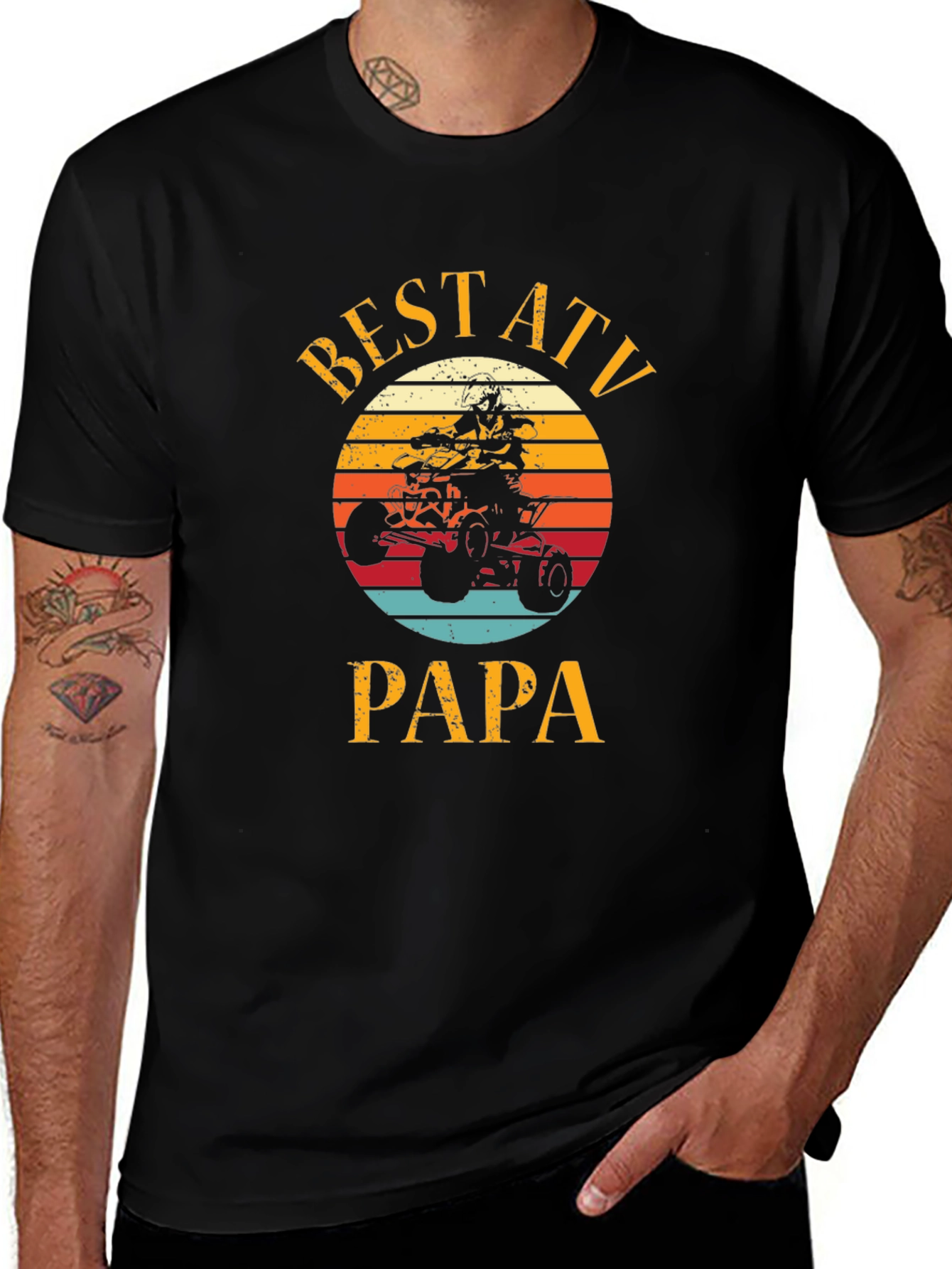 Best ATV Papa Graphic T-Shirt - Black