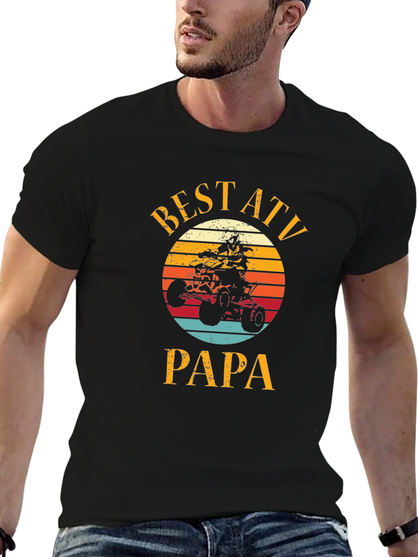 Best ATV Papa Graphic T-Shirt - Black