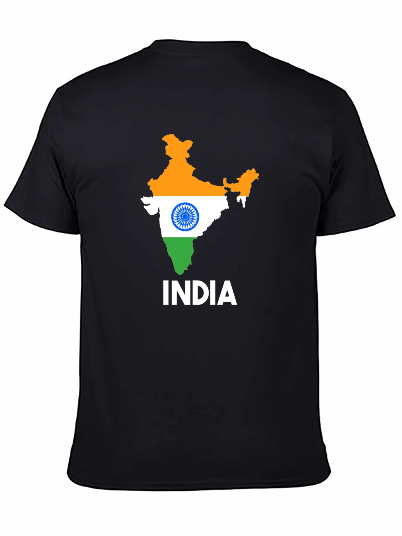 India Flag Map Graphic T-Shirt - Black