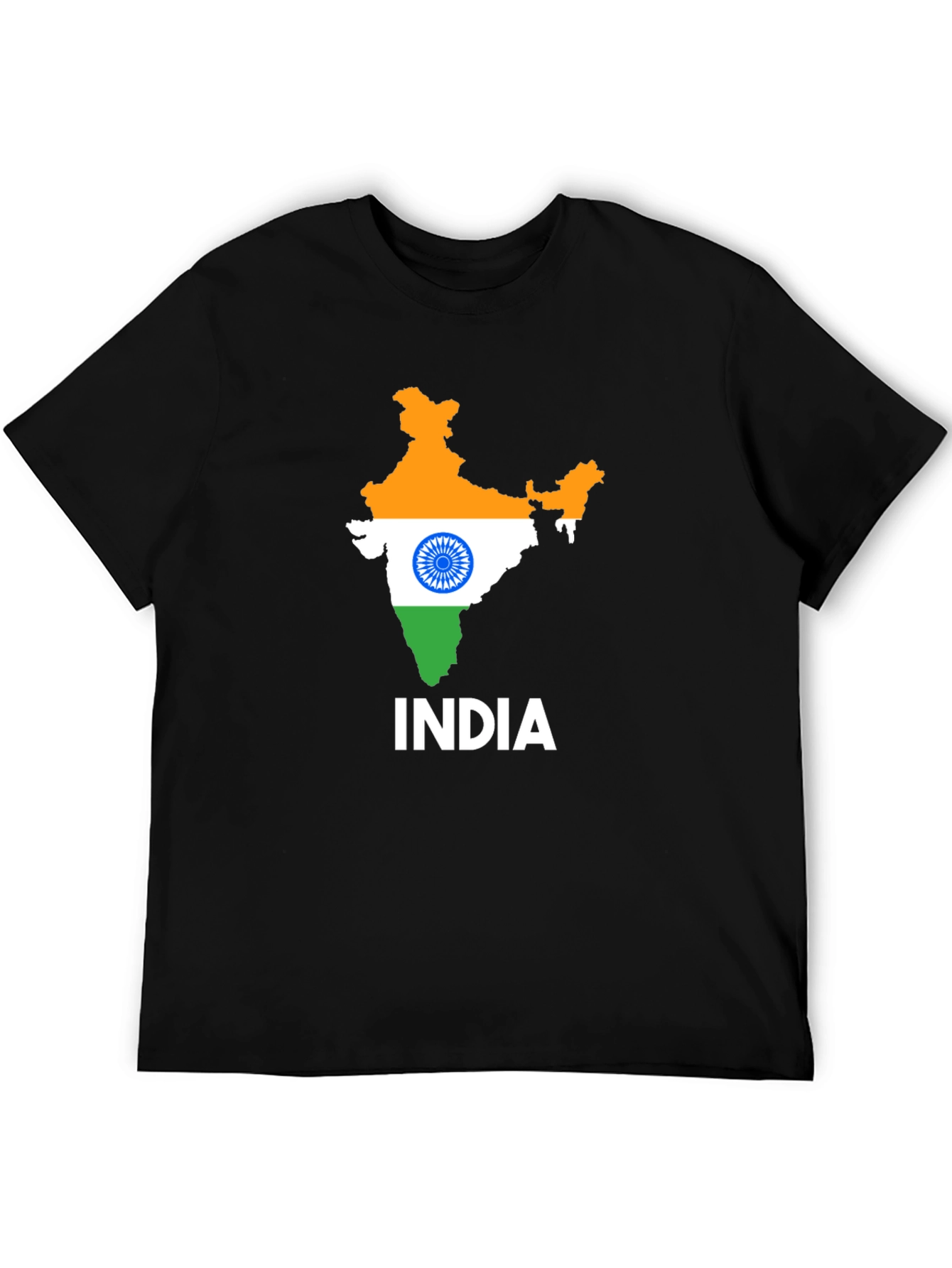 India Flag Map Graphic T-Shirt - Black