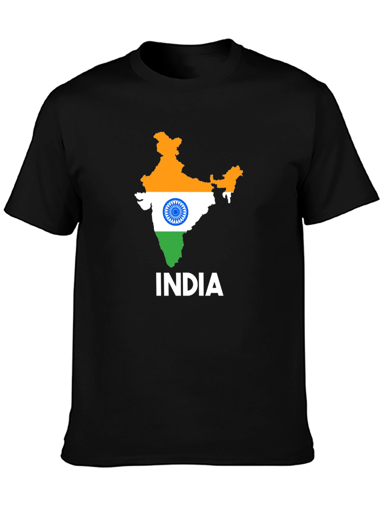 India Flag Map Graphic T-Shirt - Black