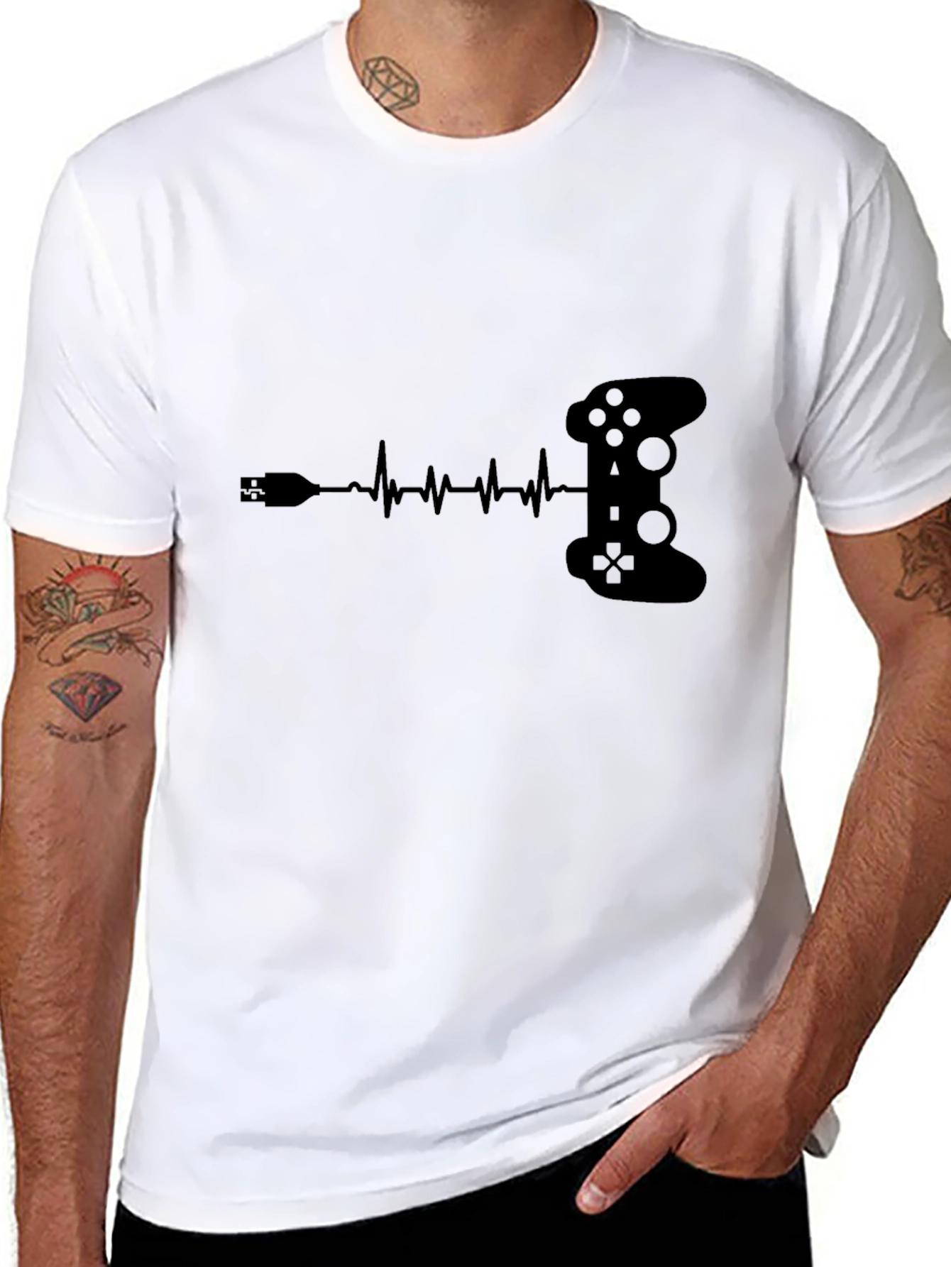Gamer Heartbeat T-Shirt - Black Controller Design