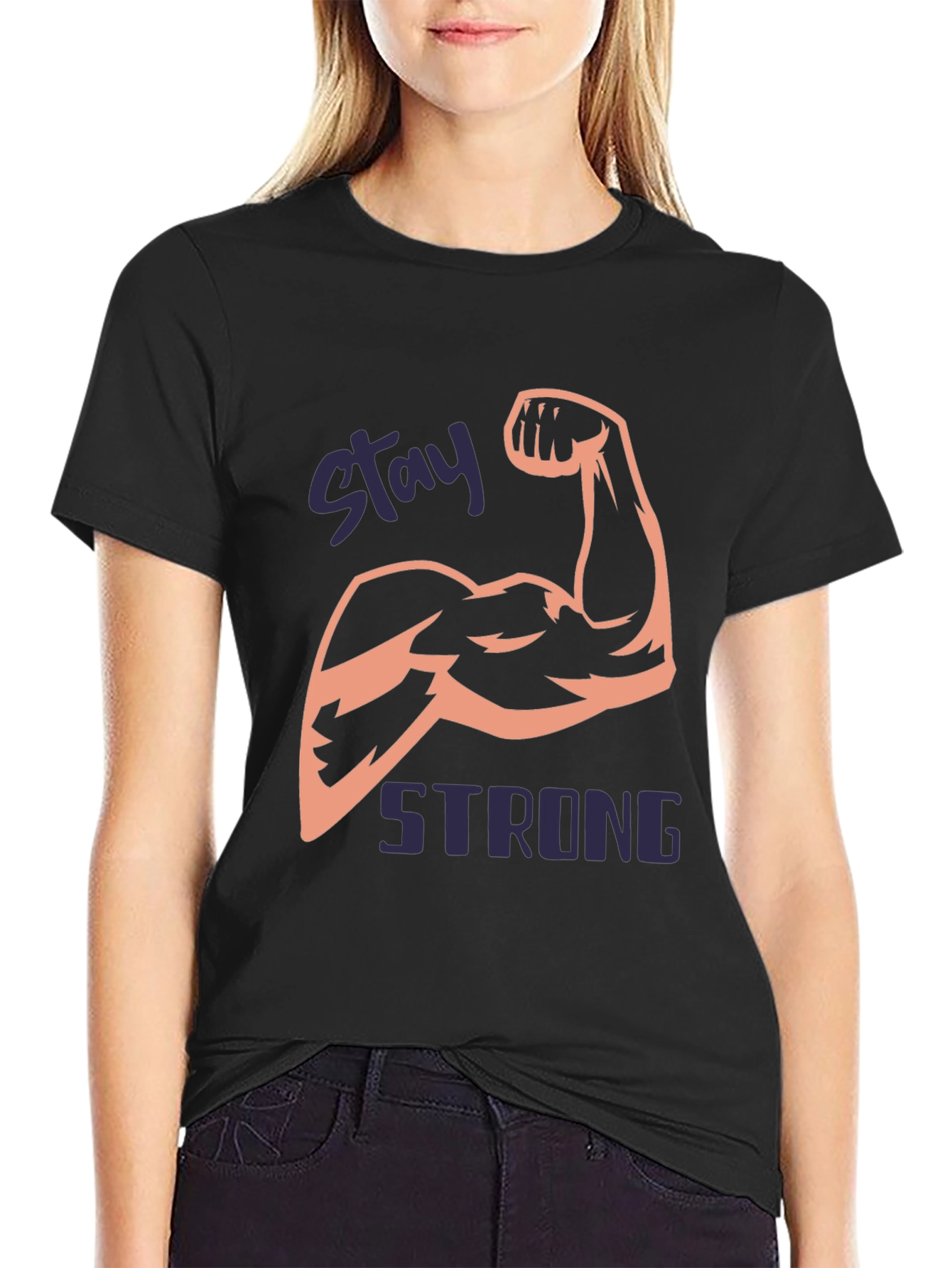 Stay Strong Mens Black Graphic T-Shirt