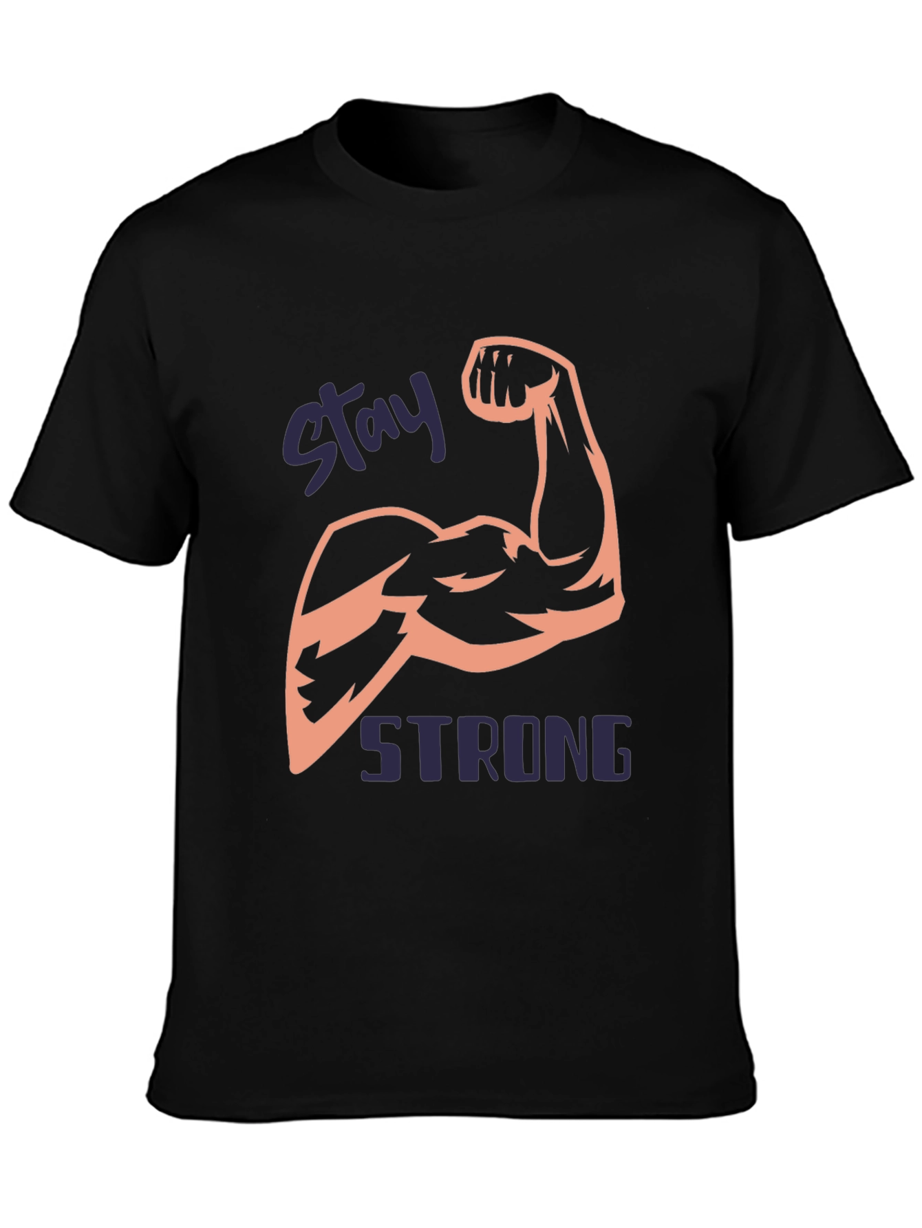 Stay Strong Mens Black Graphic T-Shirt