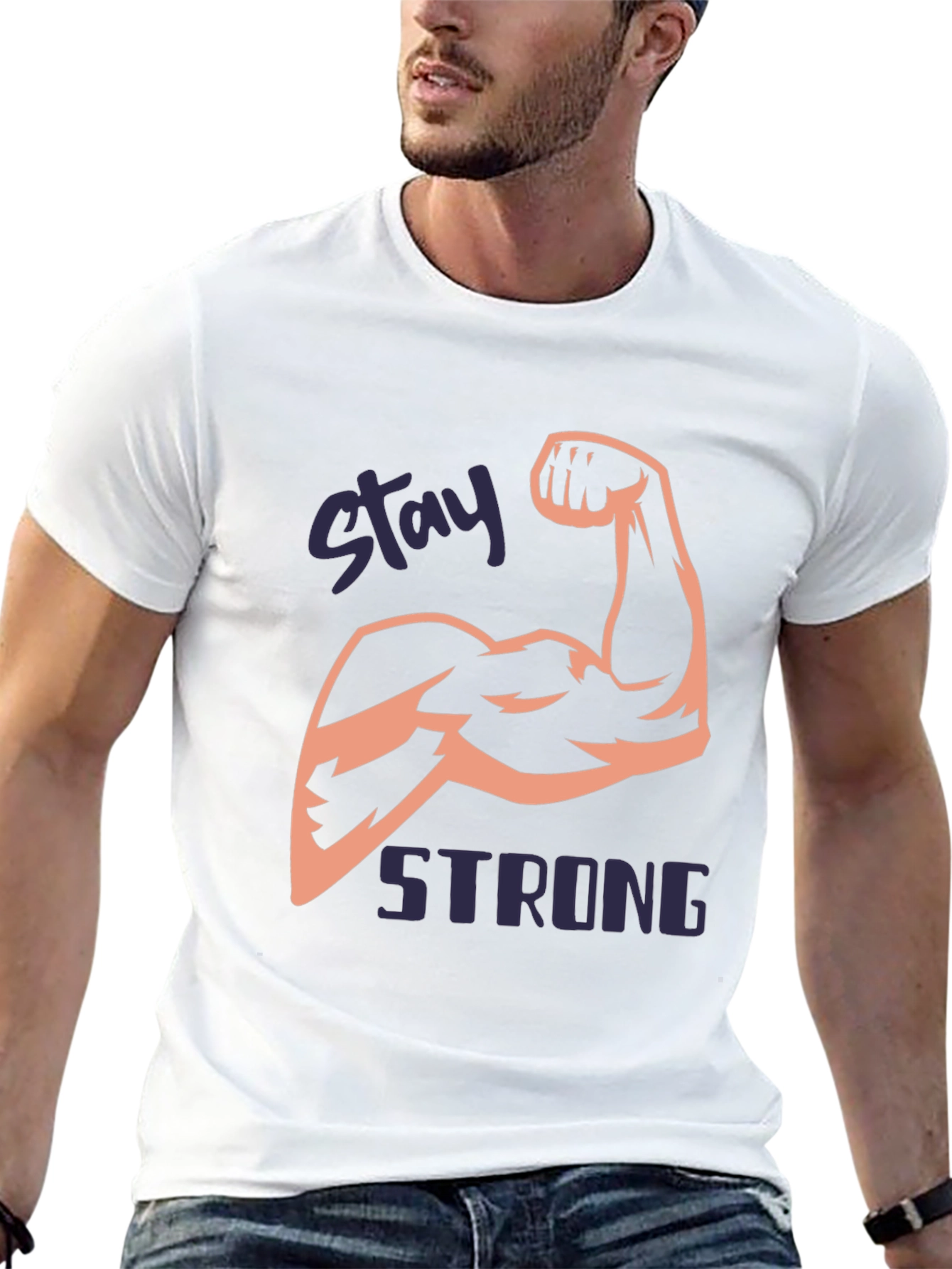Stay Strong Mens Black Graphic T-Shirt