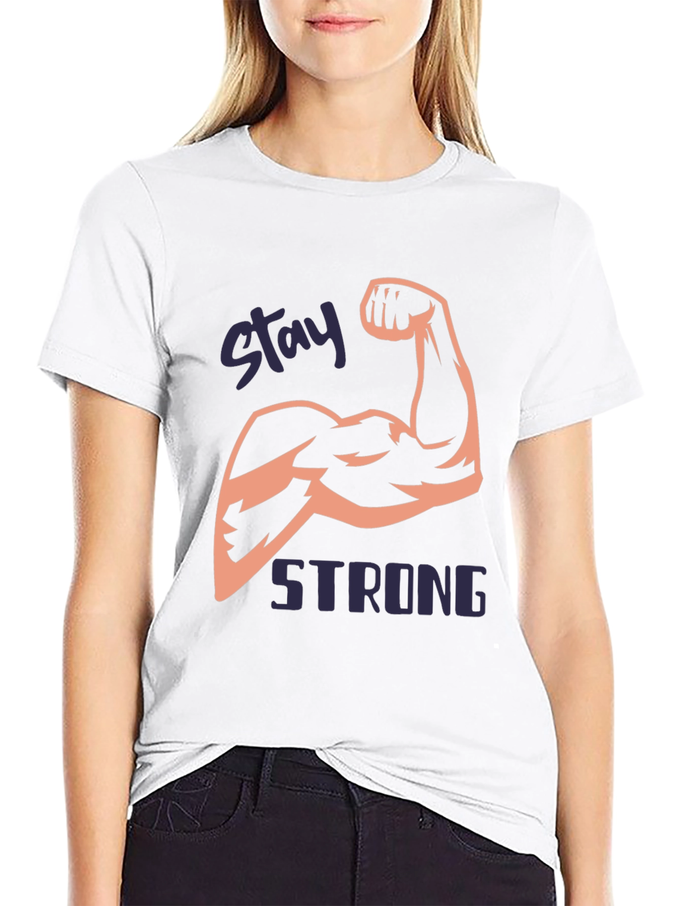 Stay Strong Mens Black Graphic T-Shirt