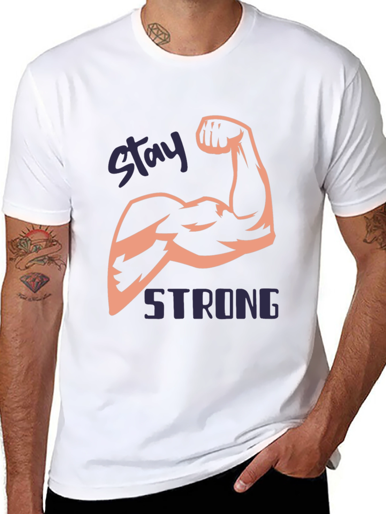 Stay Strong Mens Black Graphic T-Shirt
