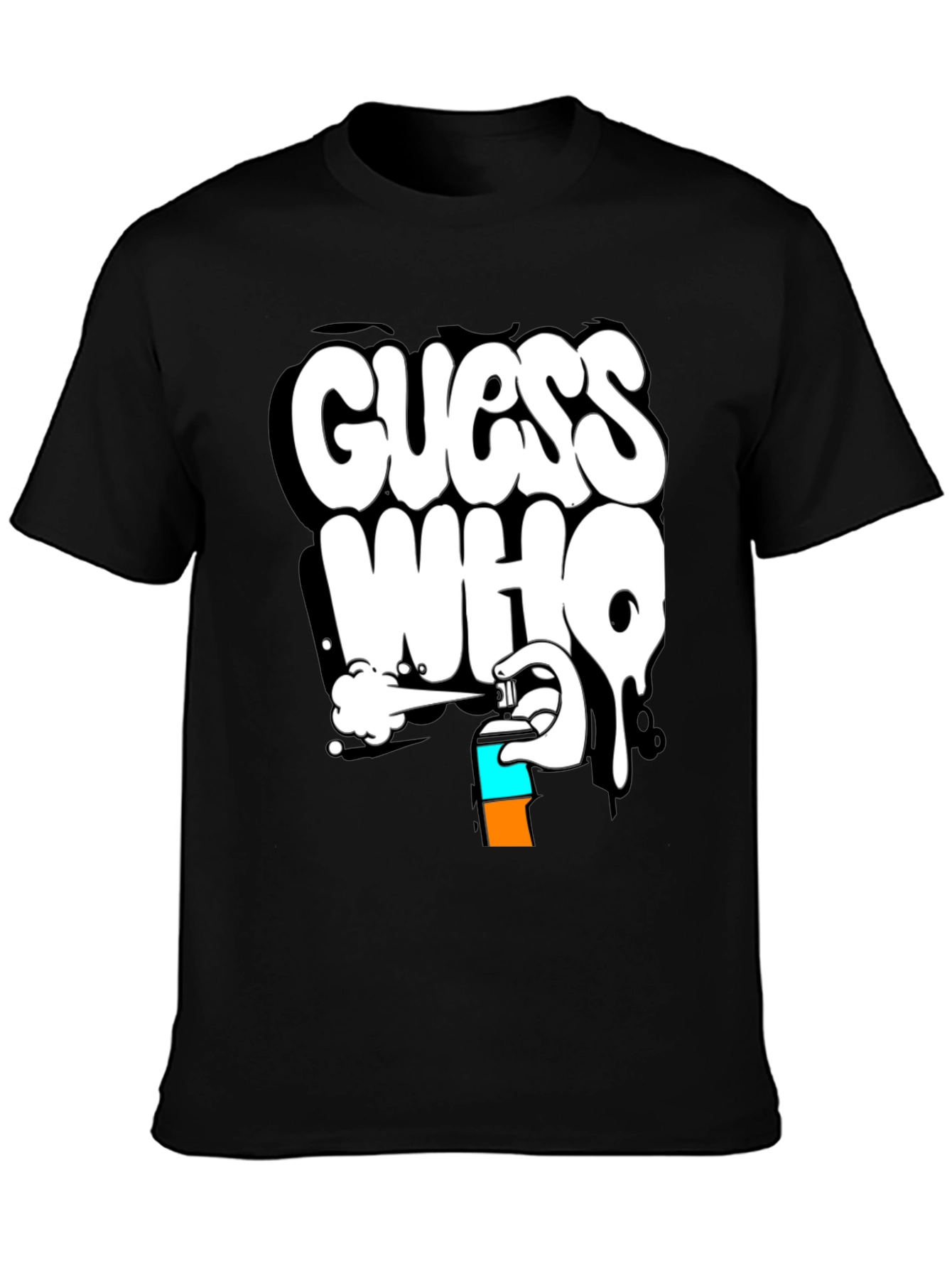 Guess Who Graffiti T-Shirt - Black Cotton Graphic Tee