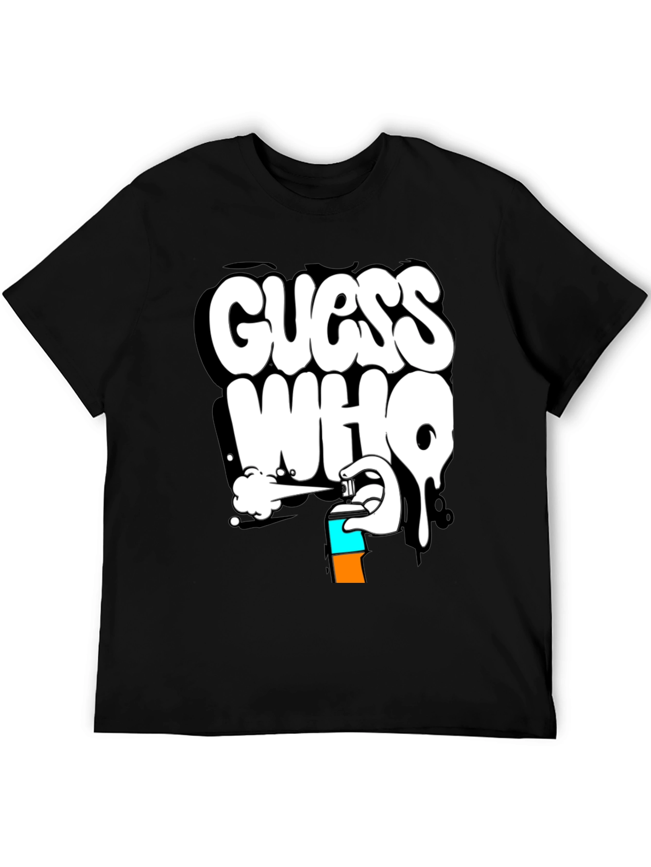 Guess Who Graffiti T-Shirt - Black Cotton Graphic Tee