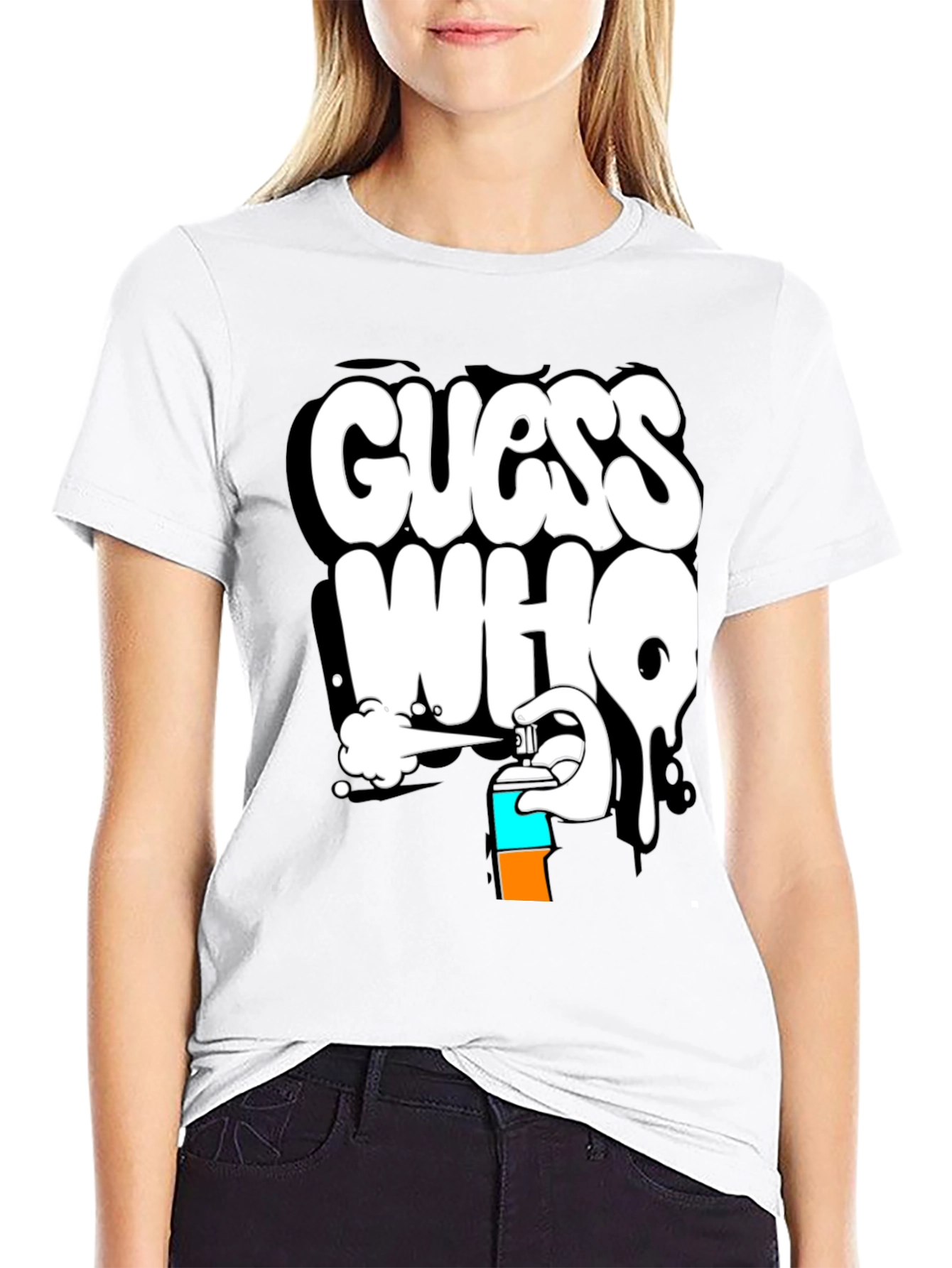 Guess Who Graffiti T-Shirt - Black Cotton Graphic Tee