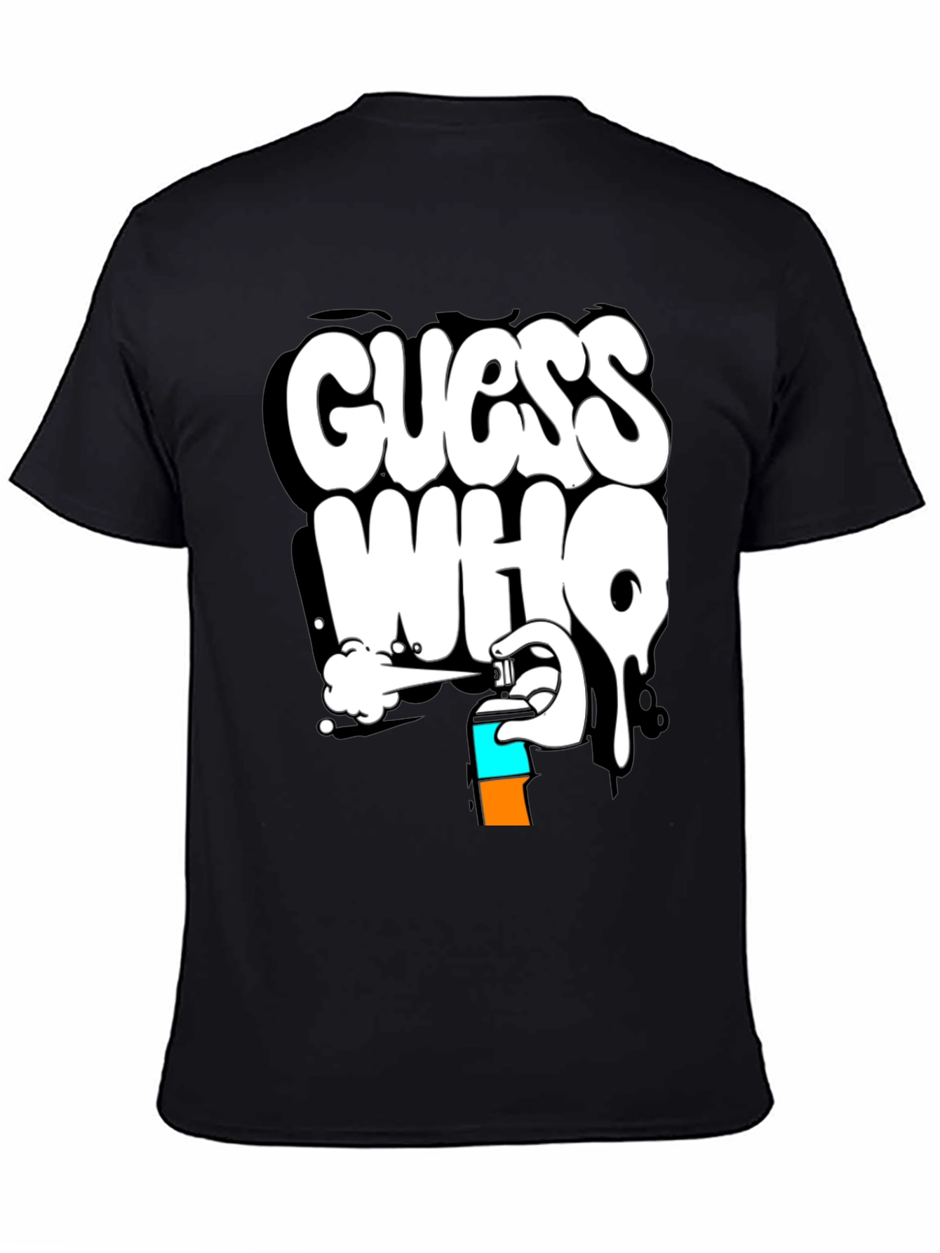 Guess Who Graffiti T-Shirt - Black Cotton Graphic Tee