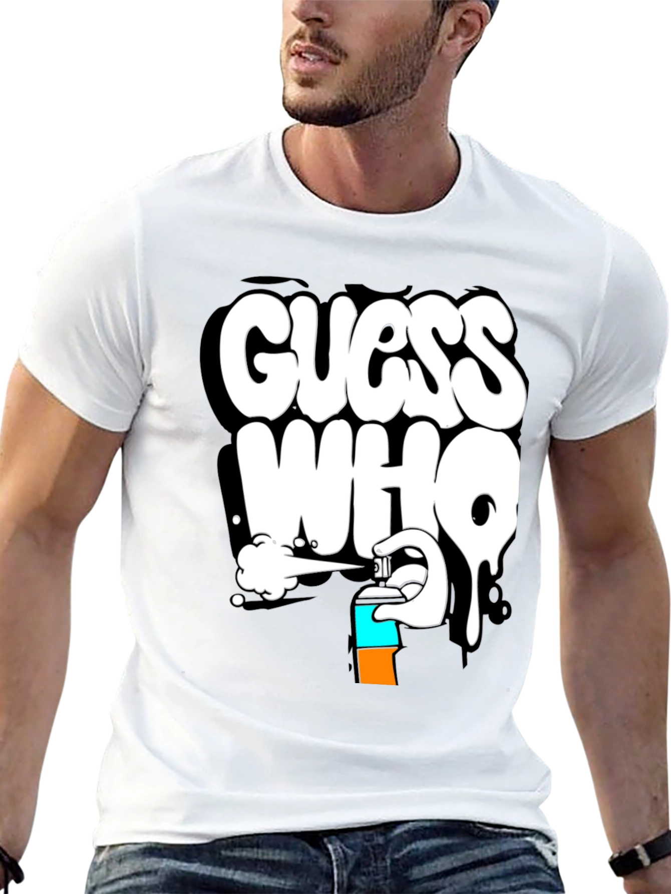 Guess Who Graffiti T-Shirt - Black Cotton Graphic Tee